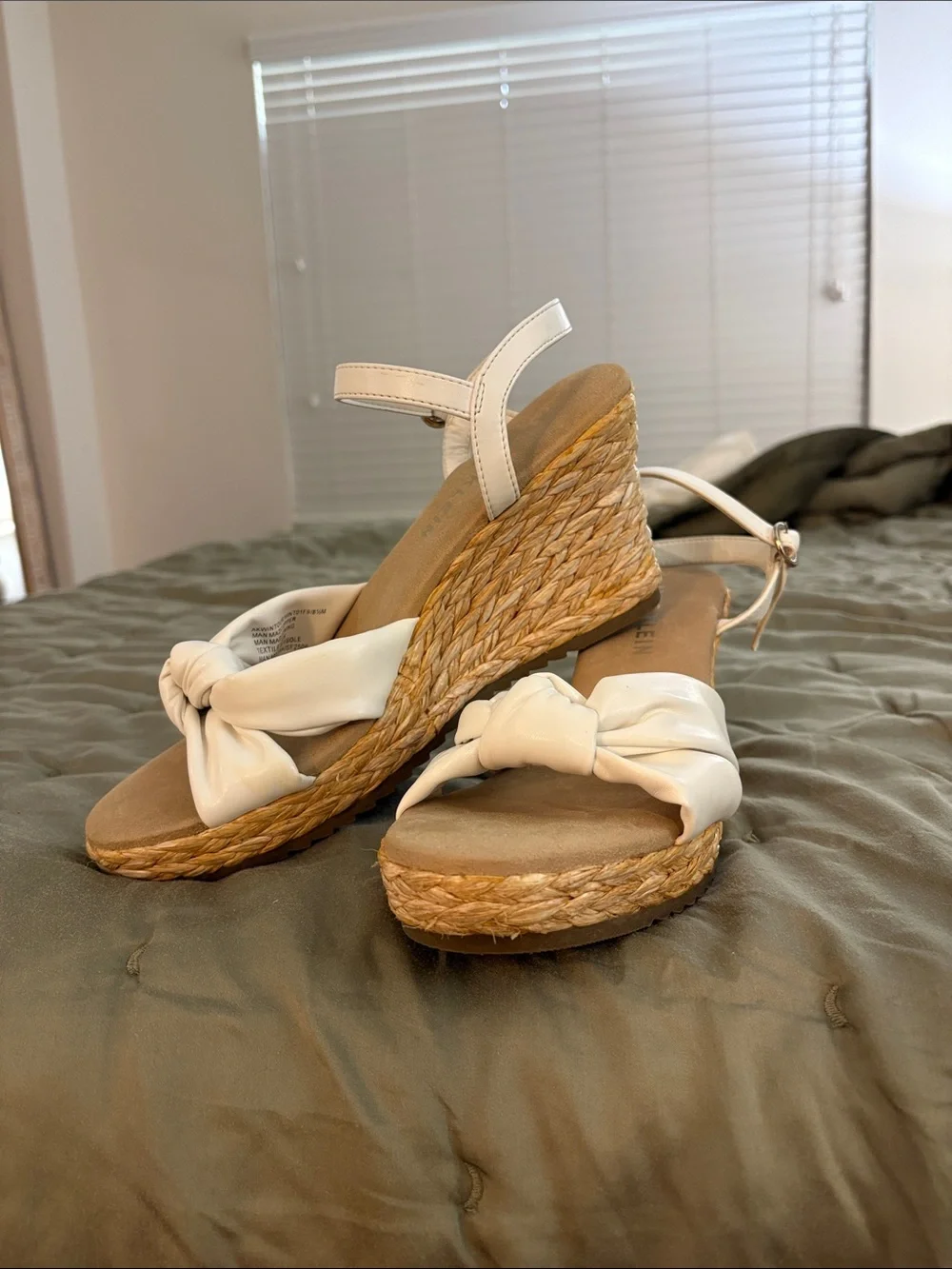 Anne Klein White Knot Espadrille Wedge Sandals - Women